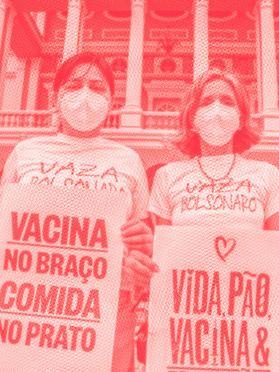 Cartazes por vacina e comida no prato